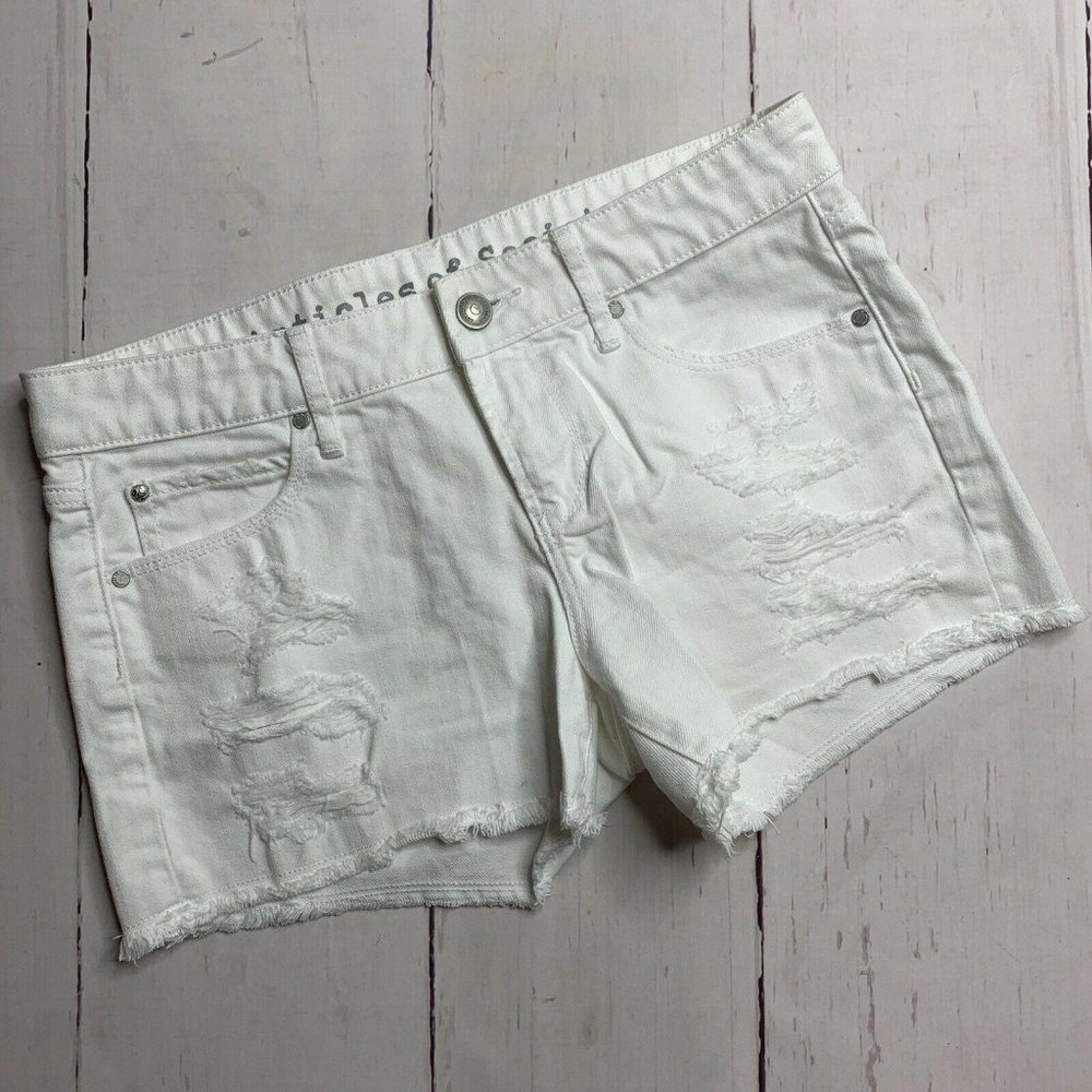 Articles of Society Distressed White Denim…